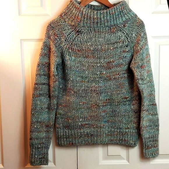 Anthro MOTH Alpaca Blend Marled Mock Neck Sweater - Picture 3 of 7